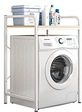 Generisch Lagerregal für die Waschmaschine, Lagerregal über der Toilette für das Badezimmer, platzsparend, für Waschküche, Regaleinheit, Platz für Pflanzen im Wohnzimmer, Weiß, Schwarz.