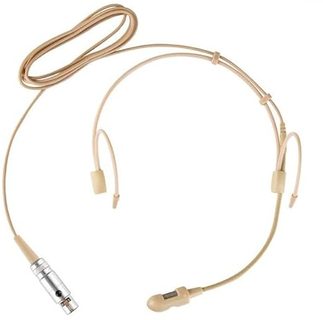 Genérico Micrófono de Diadema Unidireccional, para Shure BLX1 Transmisor de Bolsillo inalámbrico, con Mini Conector XLR de 4 Pines, Color Beige, con Bolsa portátil