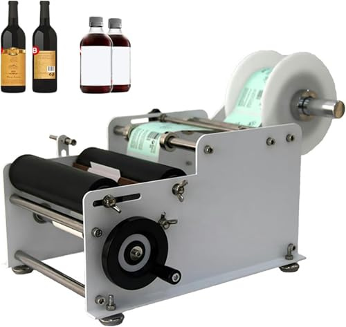 CASEGO Halbautomatischer Etikettenapplikator, Etikettiermaschine für runde Flaschen für Flaschendurchmesser von 15 bis 120 mm und Etikettenbreite von 10 bis 110 mm und Länge