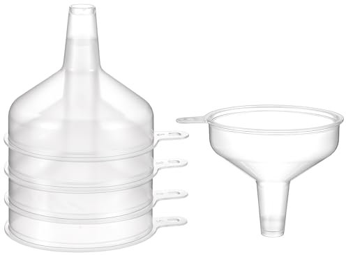 Piriuuo 4 Pcs Clear Small Funnel Set for Kitchen, Plastic Mini Funnels for Filling Bottles, Essential Oils and Powder
