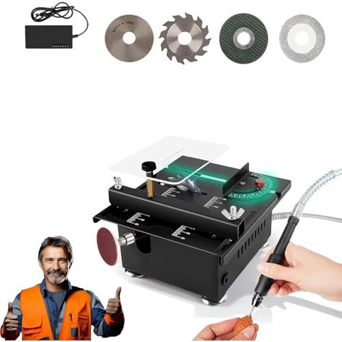 Mini Multifunctional Desktop Electric Saw - Portable & Liftable, 16MM Cut Depth, 7 Speed, Four-Saw Blade Set