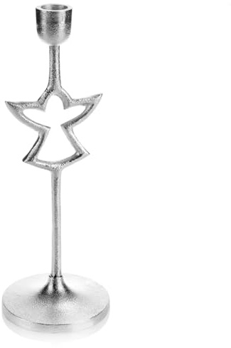com-four® Kerzenhalter im Engel-Design, einarmiger Kerzenständer | einflammiger Kerzenleuchter für Weihnachten