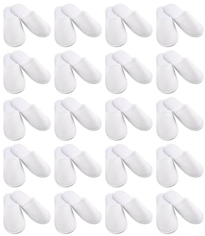 20 par hotelltofflor, uppgradering 4MM vita hotellgästtofflor Spatofflor, bärbara halkfria engångstofflor för hemmet, hotell