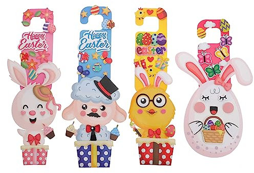 Ciieeo Osterdekorationsset 4er-pack Türklinkenanhänger Aus Papier Osterbasteln Für Jungen Und Mädchen