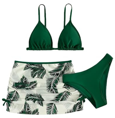 LYZOURBB Mädchen-Badeanzug, 3-teilig, Bikini-Set mit Blumenmuster, für Mädchen von 8–13 Jahren