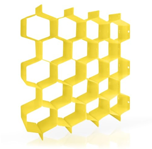MultiValue Separatore a nido d'ape, 8 pezzi, creativo fai da te, organizer per cassetti, in plastica, regolabile, divisorio per calze, biancheria intima e forniture per ufficio (giallo)