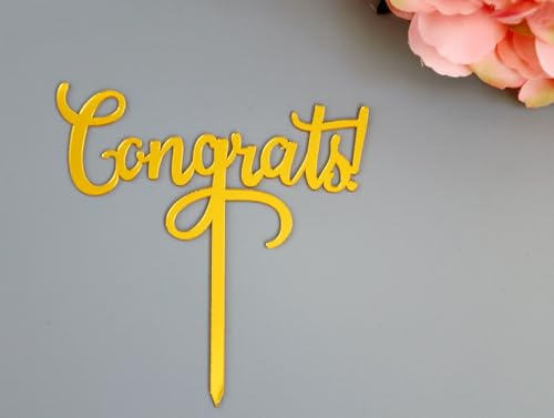 Craft Cart Acrylic Cake Topper Congrats Gold Colour Design for Graduation Promotion Party Decoration Design Idea