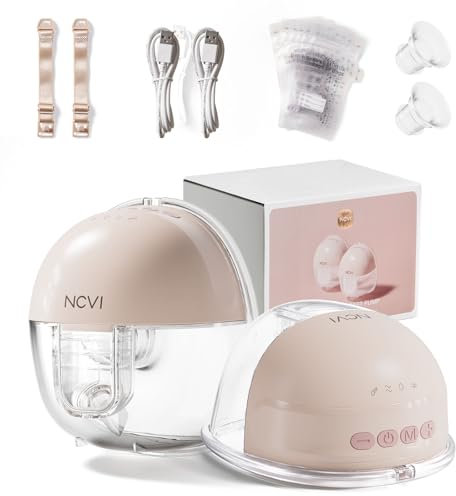 NCVI Electric Wearable Breast Pump 8111, Hands Free Breast Milk Pumps with 4 Modes & 9 Levels, Double Portable Breastfeeding Pump Rechargeable, Low Noise Discreet Pumping, 21/24mm Flanges, 2 Pack