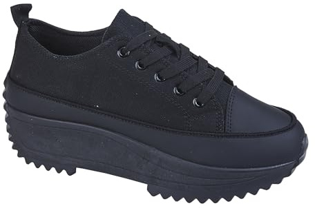 Acapulco Women’s Platform Canvas Trainers (Black, UK Footwear Size System, Adult, Women, Numeric, Medium, 6)