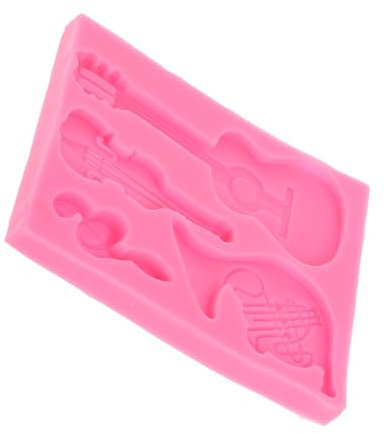 KOCKSHION Silicone Epoxy Mold Music Note Fondant Mold for Cake Decorating Cupcake Topper Guitar Shaped Design Kitchen DIY Supplies