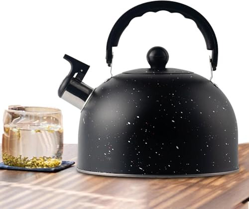 Hervidor de agua silbante – Olla de agua de acero inoxidable de 2,5 l, hervidor de agua fuerte silbato, hervidor de acero inoxidable | Mango ergonómico para cocina eléctrica, cocina de inducción