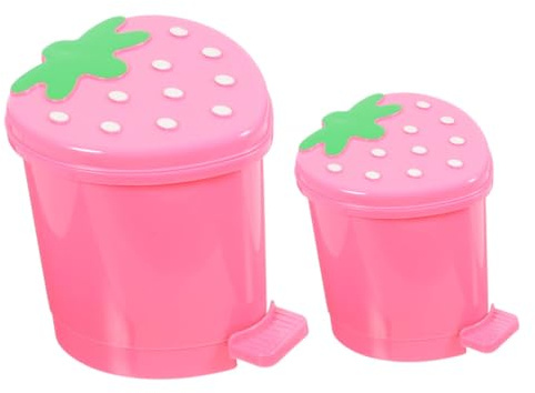 ABOOFAN 2pièces Lot De Poubelles De Bureau à Motif Fraise Compacte Et Pratique Pour Bureau Maison