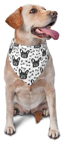 Hundehalstuch mit französischer Bulldogge, für kleine, mittelgroße und große Hunde, verstellbar, niedlich, dreieckig, Schal, Taschentuch, Zubehör
