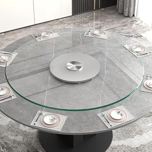 Plateau tournant Lazy Susan robuste pour mariages et fêtes - 60 cm - Plateau de service rond en verre trempé avec système d'aide pour les réunions de famille