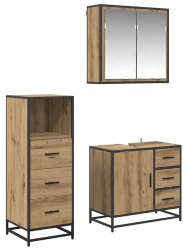 vidaXL Set di mobili per il bagno 3 pz Rovere artigianale