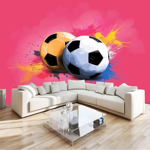 Fotomurales Papel pintado Fútbol Americano Papel pintado tejido no tejido Decoración de Pared decorativos Murales Moderna 300 x 210 cm Rosa Fotomurales
