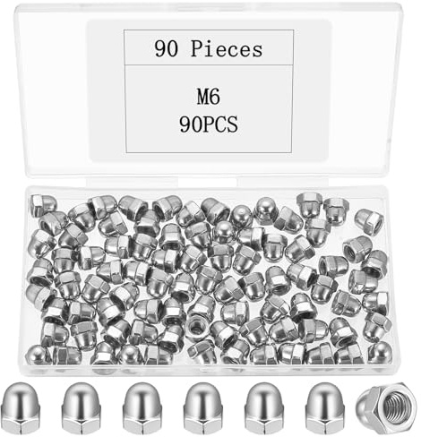 M6 Nuts, 90 PcsAcorn Dome Cap Nutss, Stainless Steel Acorn Thread Hex Cap Nuts Assortment Kit, Thread Hex Domed Acorn Nut for Screws Bolts Car Motorcycle Bicycles Furniture Repair DIY