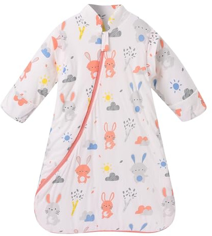 Odizli Schlafsack Baby 2.5 TOG Neugeborene Erstausstattung Mädchen Jungen Herbst Winter Warm Baumwolle Strampler Overall Babyschlafsack Winterschlafsack Schlummersack Rosa Kaninchen 0-8 Monate