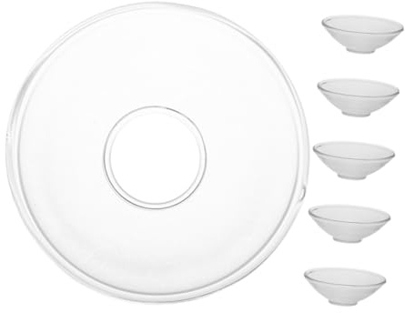 Yardenfun 6pcs Round Glass Candle Drip Protector Set Wax Catchers for Taper Candle Holders for Weddings Church Services and Home Use