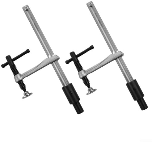Hold-Down Clamp Quick Release Metal 16 mm Hole Diameter Ergonomic Handle Maximum Span 160 mm for Welding Table and Wood Workbench Desktop Clamp Pack of 2 Silver Black