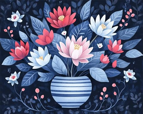 Jigsaw Puzzles 500 Pieces for Adults, Challenging & Brainteasing Adult Jigsaw Puzzles 500 pieces, Difficult Puzzles, For Men/Women Blue Flower Pot