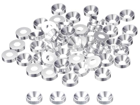 QUARKZMAN 50 Pcs Rondelles Fraisées M5 Rondelle À Tête Bombée Argenté