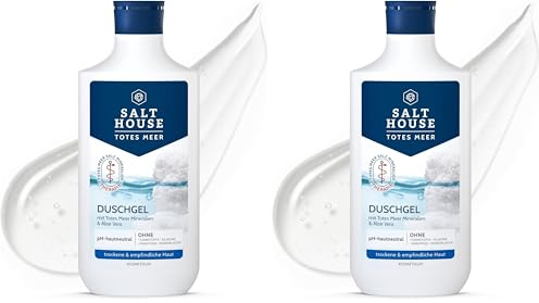 Salthouse Totes Meer Therapie Duschgel, mit Aloe Vera, reinigt, beruhigt und lindert Hautreizungen, 250 ml (Packung mit 2)