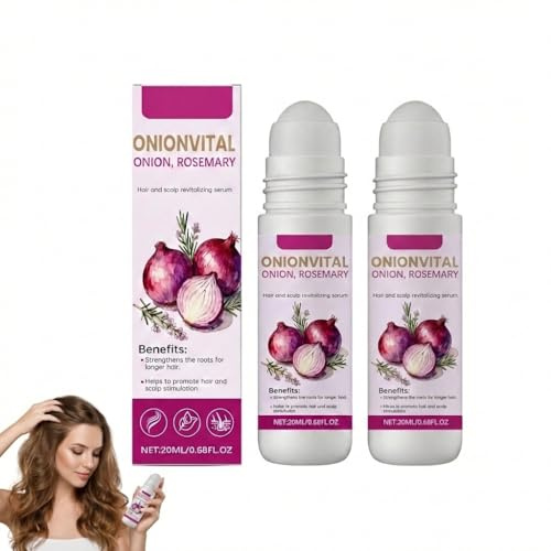 Haarserum Roll-on mit Zwiebel und Rosmarin, Roll-on-Kopfhautserum, Haarverdichtungsprodukte für Frauen und Männer, Nährendes Haar- und Kopfhautserum, volumengebendes Haar-Kopfhautpflegeserum. (2PCS)