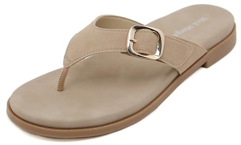 SMajong Damen Sandalen Sommer Rutschfest Flip Flops Bequeme Leder Zehentrenner Leicht Weich Yoga Matte Sandalen Mode Toe-thongs Sandale Gr.36-42 EU