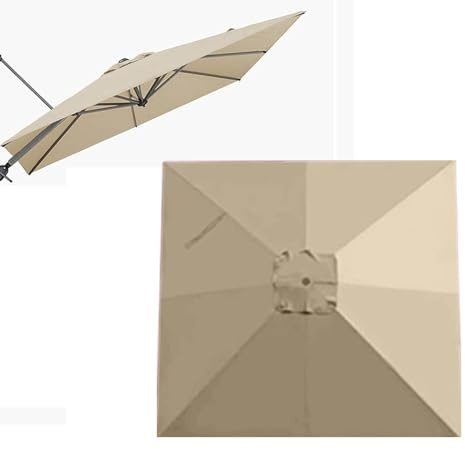 SMCMGECEUZ Telo di Ricambio per Ombrellone Decentrato 3.0x3.0m Copertura di Ricambio per Ombrellone Quadrato 8 Stecche Baldacchino di Ricambio Ombrellone(Khaki)