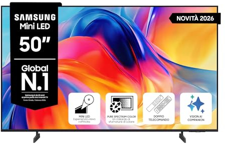 Samsung Smart TV 50 UE50M72HAUXZT Mini LED 4K, HDR 10+, Motion Xcelerator 50Hz, Dynamic Sound Pack, Gaming Hub, Pure Spectrum Color, Knox Security, Voice Control with AI(VAC), Vision AI, 2026