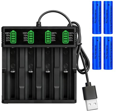 Nzkeuf 4PCS Pilas Recargables 3.7V, 2200mAh