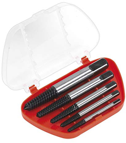 Sealey AK722-5pc Screw Extractor set - Broken Stud Bolt - Helix Type with Case