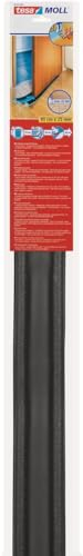tesa Insulation Zugluftstopper für Glatte Böden - Zuschneidbare Türdichtung zum Schutz vor Zugluft - Anthrazit - 95 cm x 25 mm, kürzbar