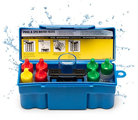 Taylor K-1003 OTO, 6-in-1 Pool Test Kit for for Total Chlorine, Bromine, pH, Acid & Base Demand, Total Alkalinity, 100+ Tests, Quick & Easy for Pools & Spas | Made in the USA