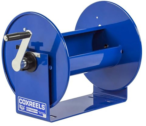 Coxreels 112-3-100 Hand Crank Hose Reel - Heavy-Duty Steel Frame for Stability - Adjustable Tension Brake for Controlled Operation- Fits 3/8 x 100 ft Hose - 12 x 18.25 x 13 inches