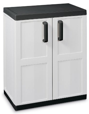 TOOMAX 85 x 68 x 42cm Comfort Line Medium Storage Unit with 2 Doors/ 2 Adjustable Shelves - Grey/ Black