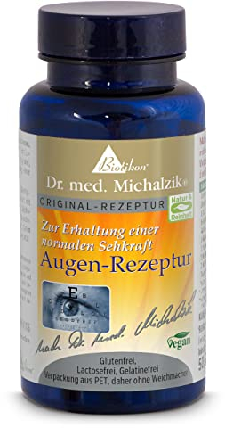 Augen-Rezeptur Dr. med. Michalzik, mit Lutein, Zeaxantin, Heidelbeer-Extrakt (Anthocyane), OPC, L-Taurin, Vitamin A, Alpha-Liponsäure, Zink - ohne Zusatzstoffe - von BIOTIKON®