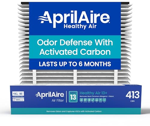 Genuine AprilAire 413CBN Replacement Filter for AprilAire Whole House Air Purifiers - MERV 13 with Carbon, Healthy Home Allergy + Odor Reduction, 16x25x4 Air Filter (Pack of 1)