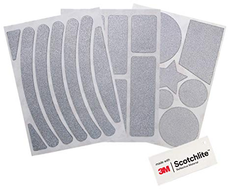 Salzmann Reflektierende Sticker | 3 Blatt | Hergestellt mit 3M Scotchlite | Aufkleber für Taschen, Textilien, Helme & Kinderwagen | Silber