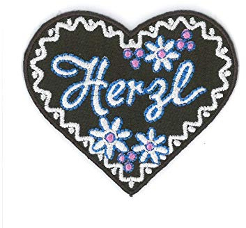 Kleiber Bügelbild Applikation zum Aufbügeln Herz Trachten Oktoberfest Herzl 6,5 cm x 5,5 cm