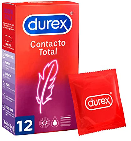 Durex Preservativos Super Finos Contacto Total para Mayor Sensibilidad - 12 condones