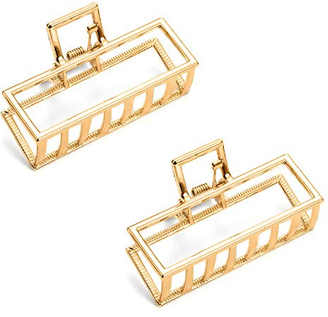 JINXIAN 2 Stück Metall Haarklammern Rutschfest Haarspange Gold | für Frauen Damen Mädchen Styling Clips