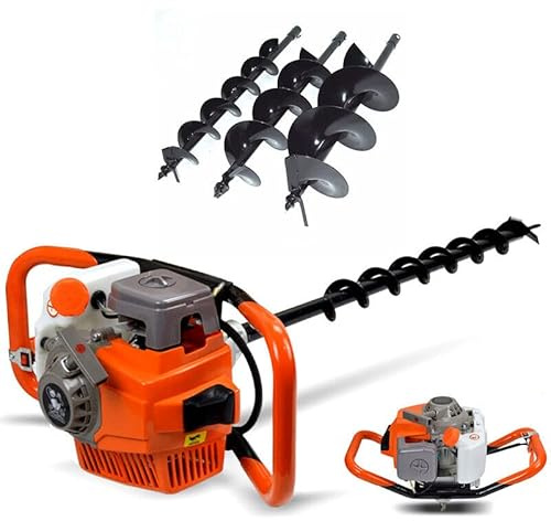 SHZICMY 71 CC 2 Tiempos de Gasolina, Agujero para Valla, Agujero para Postes, Excavadora, Perforadora de Tierra, Taladro de Poste, Taladro para Pozo, Broca Manual para Madera, con 4/6/8 Pulgadas