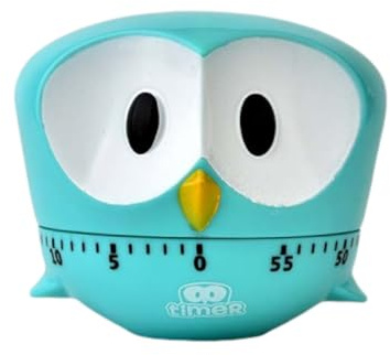 DOITOOL Küchentimer Mechanisch Kurzzeitwecker Eule Figur Blau Eieruhr Countdown Alarm Timer Backen Kochen Arbeiten Lernen Schlafen Zeitmesser Kurzzeit Timer Kochhilfe Küchenhelfer