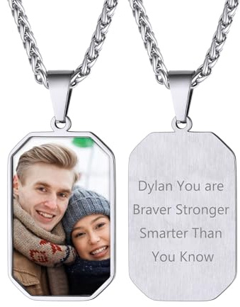 Supcare Collar Chapa con Foto Personalizada Hombre Colgante Octagonal Acero Inoxidable Joyería Personalizada Padre