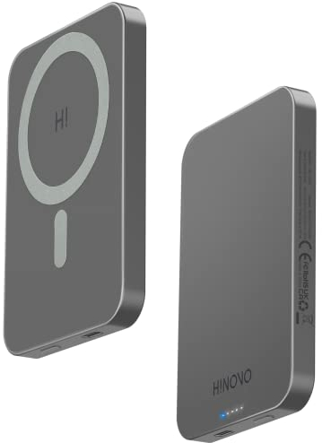 HINOVO MagSafe Powerbank 5000mAh, 8.9mm Ultra dünn Wireless Power Bank Magnetische, 20W PD Schnellladung Mini Akkupack für iPhone 16/15/14/13/12 Serie