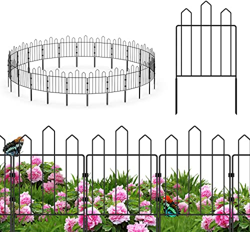 Dekorativer Gartenzaun, Umrandung, Kleintier-Barrierezaun für Hund, Kaninchen, kein Graben, Metall-Blumenbeet-Zaun für Hof, Landschaft, Terrasse, Outdoor, insgesamt 7,9 m (L) x 60 cm (H)
