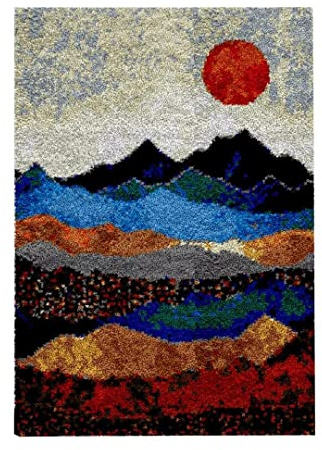 Latch Hook Kits for Kids and Adults, DIY Latch Hook Rug Kit, Cross Stitch Rug Making Kit, Carpet Making Crochet Kits Embroidery Kits Needlework Crafts for Home Decor, 50X38CM, Colorful Mountain