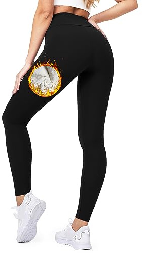 TJYAEKLTD Leggings Termici da Donna, Foderati in Pile Ispessito Leggins Felpati Collant Caldo, Caldi Leggings Invernali a Vita Alta, per la Corsa All'aperto, L'escursionismo, Lo Yoga -Nero XXL